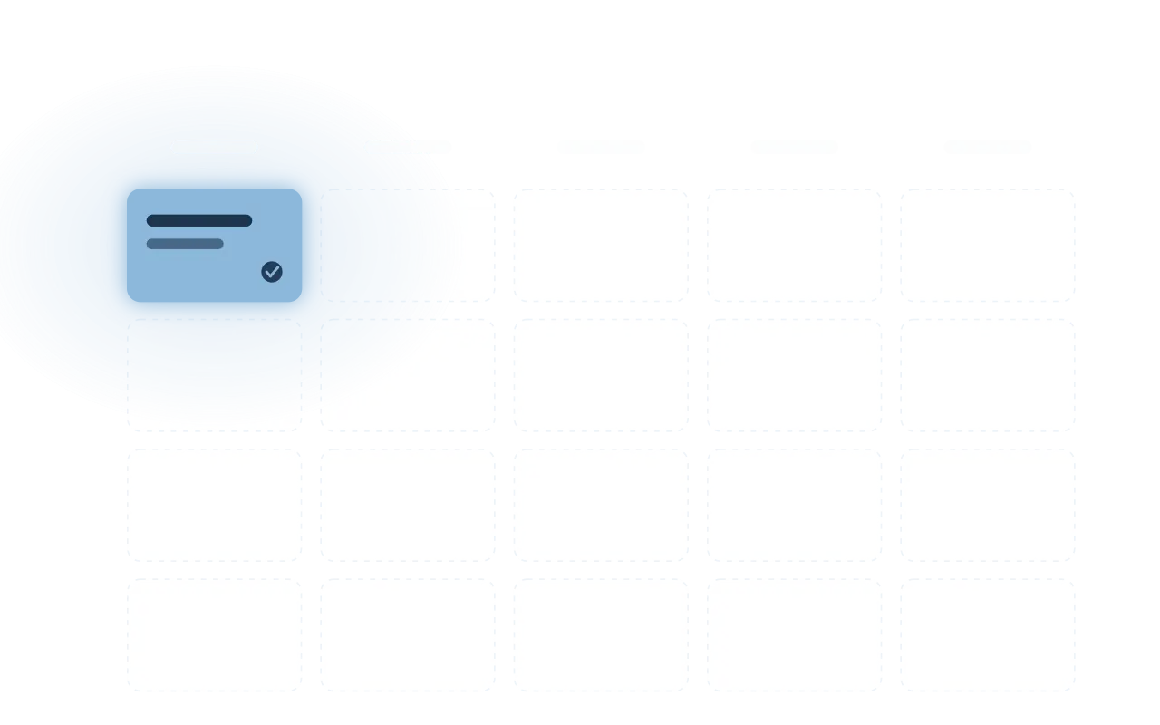 A week's calendar with every slot empty except one booked call